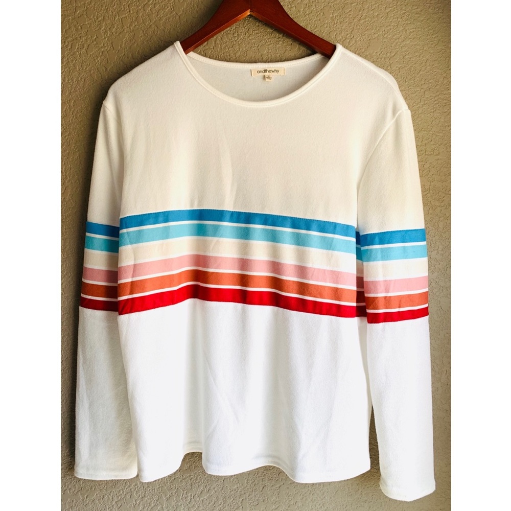 And The Way striped sweater sweatshirt oversized s